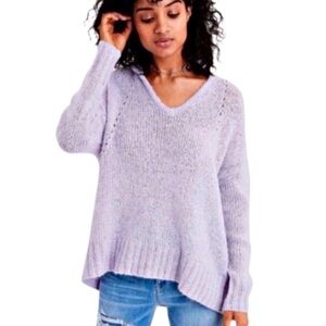 American Eagle Lavender Violet Purple Jegging Fit Fuzzy Hooded Sweater Size M